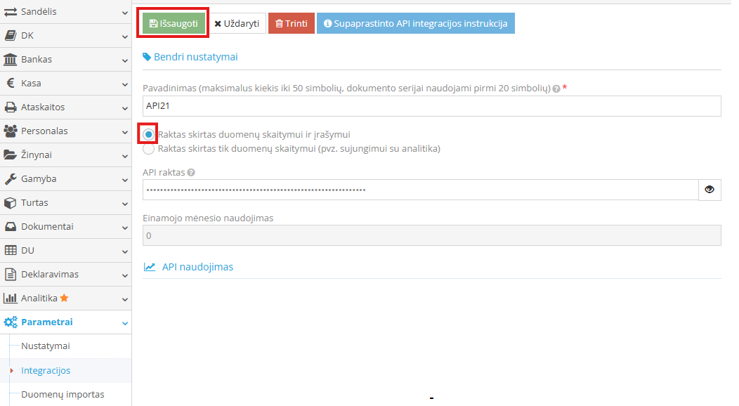 Services and companies visible in the API key selection window